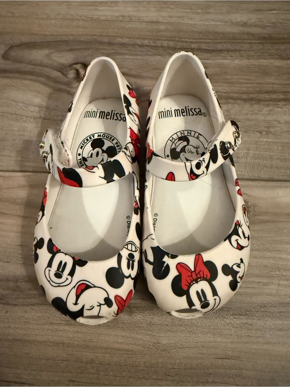 Mini Melissa Girls' White Minnie Mouse Mary Jane Shoes Size 7